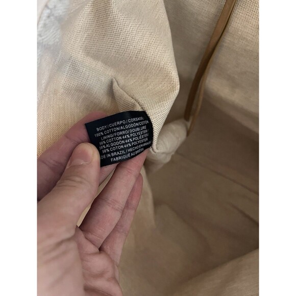 Botkier Cotton Canvas Woven Tote White & Brown Medium Purse - Picture 13 of 13